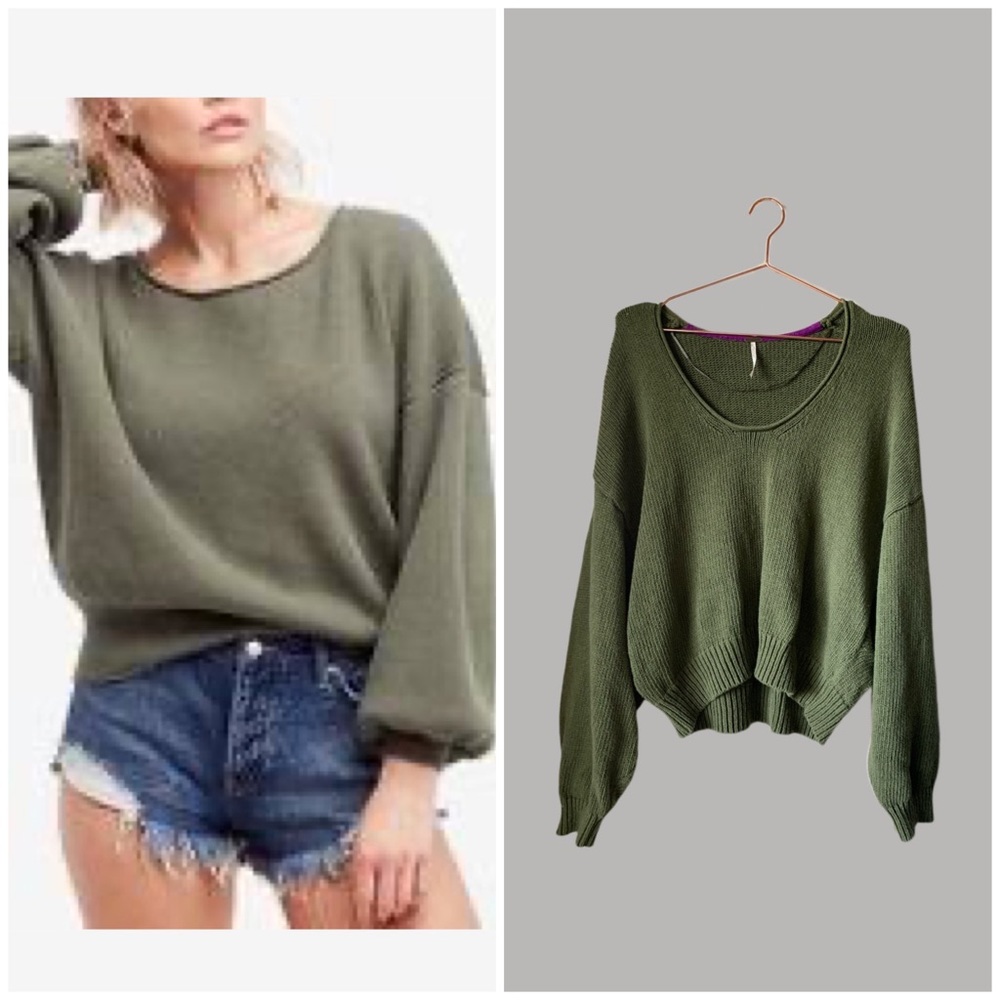 Free People Scoop Neck Poncho Sweater